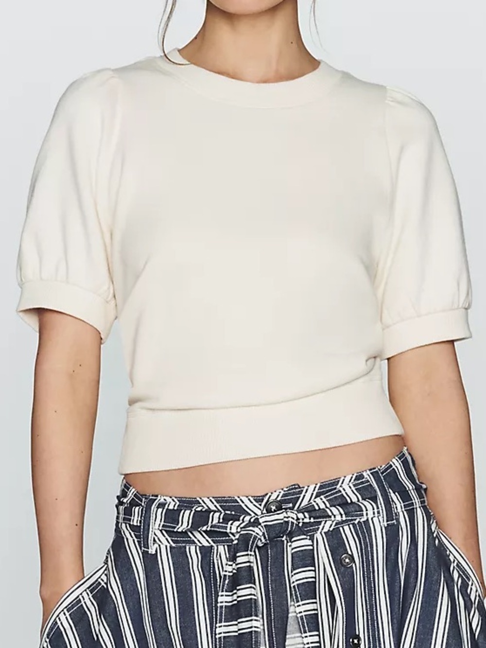 Anthropologie Maeve Puff-Sleeve Sweatshirt Tee : Medium